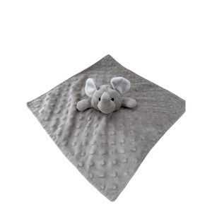 Elegant Baby Gray Elephant Minky Dot Satin Lined Lovey Security Blanket 87651